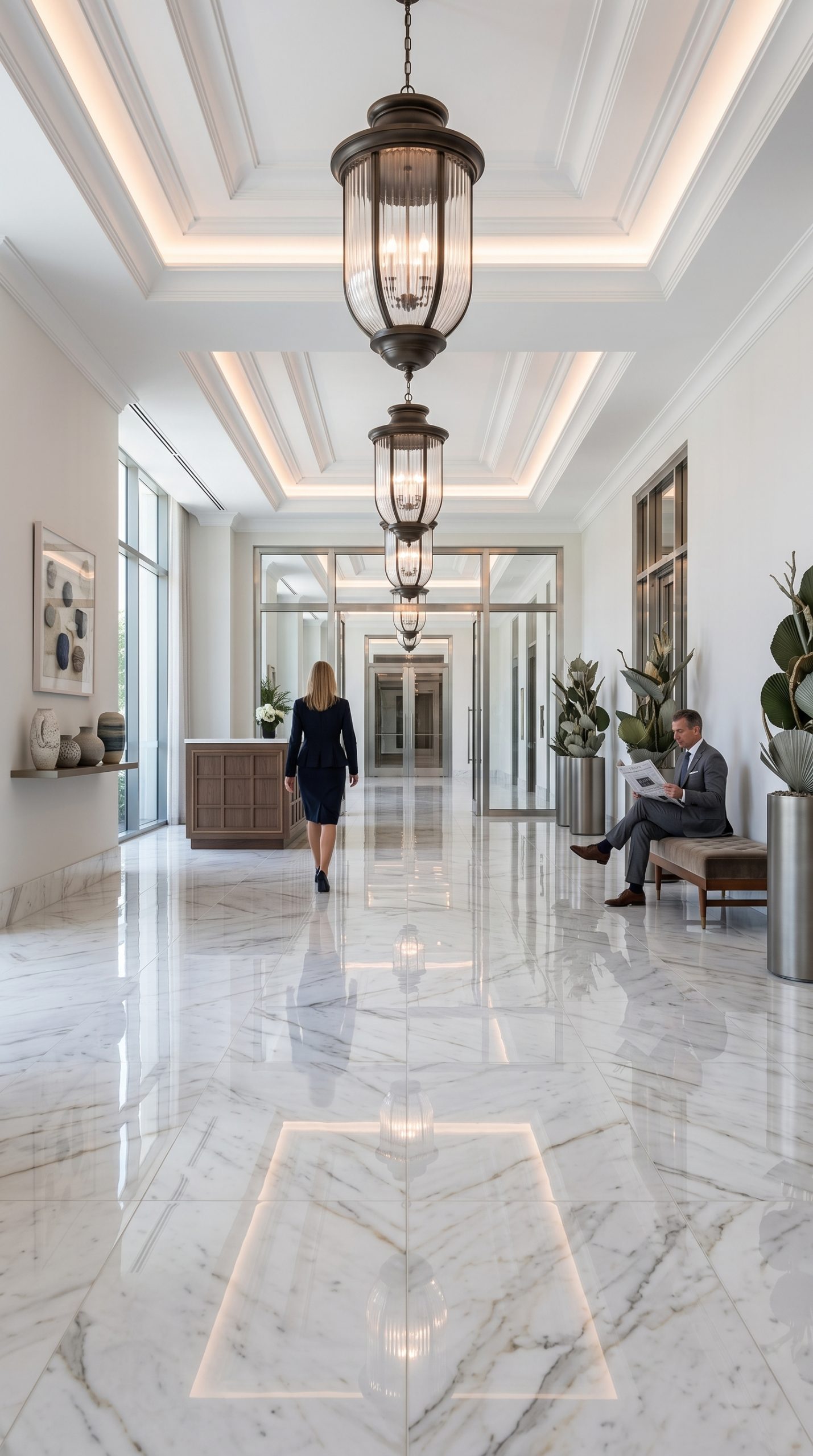polished marble floors